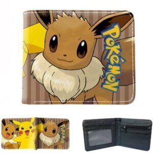 Eevee Pikachu Bifold Wallet Card Holder ID Window Coin Pocket